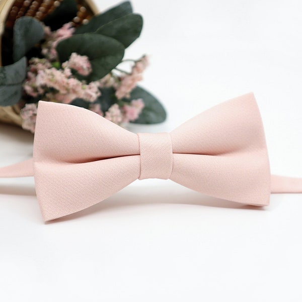 Blush Light Pink Bow Tie, Light Pink Men Bow Tie, Groom Bow Tie, Wedding Bow Tie, Same Matching, Pocket Square Set