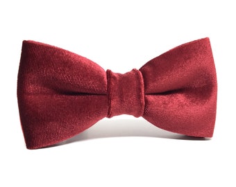 Burgundy velvet bow tie, Burgundy bow tie, Groom bow tie, Wedding bow tie, Groomsmen bow tie, Bow ties for men, Ringbearer bowtie