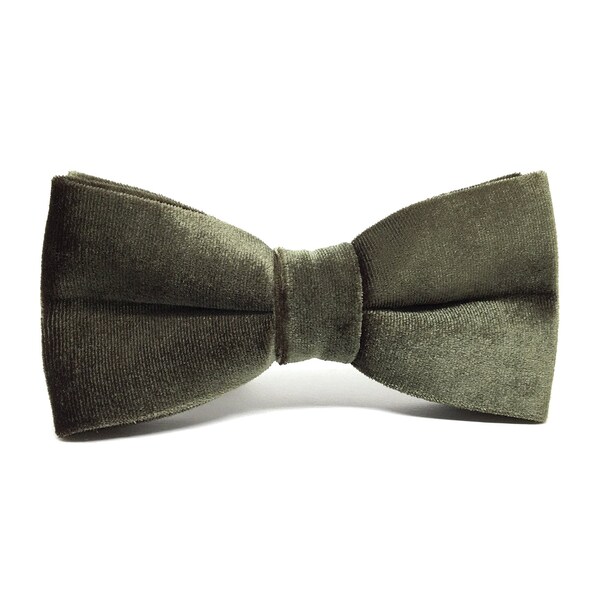 Olive Green Velvet Bow tie, Green Bow Tie, Groom bow tie, Wedding bow tie, Groomsmen Bow tie, Bow ties for men, Ring bearer bow tie