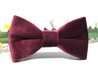 Burgundy bow tie, Velvet bow tie, velvet bow ties, Wedding bow tie, Groomsmen bow tie, Holiday velvet bow tie, Christmas bow tie