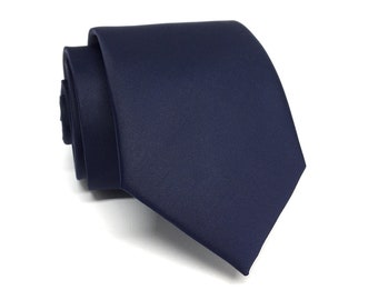 Mens Neck Ties, Navy Blue Mens Neckties, With Matching, Men Necktie, Pocket Square Handkerchief Option, Mens Necktie, Pocket Square Set