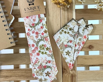 Olive Green Floral Necktie: Wedding Groomsmen Tie