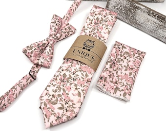 Dusty Rose Necktie, Floral Men Necktie, Wedding Floral Ties, Groomsmen Floral Necktie, Groom Gift Tie, Weddings Tie