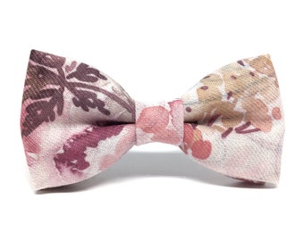 Blush Light Pink Bow tie, Bow ties for men, Purple Floral Bow tie, Bow tie for boys, Groom Bow tie, Wedding Bow tie, Groomsmen bow tie