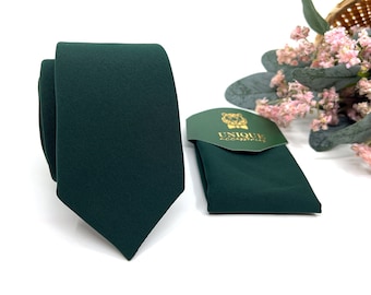 Hunter Green Necktie, Dark Green Men ties, Wedding Groom Neckties, Groomsmen Necktie, Same Matching, Groomsmen tie, Groomsmen Gift