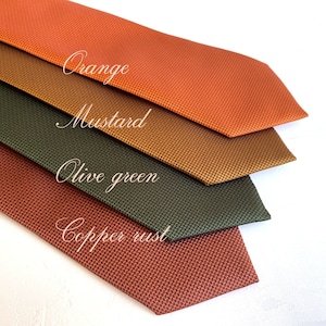 Copper Rust Bronze mens Neckties, Mens neck ties, Wedding tie, Olive green necktie, Skinny Tie, Copper Rust handkerchief, Mens necktie
