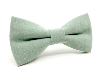 Nœud papillon vert sauge poussiéreux, nœud papillon de marié, nœud papillon en lin, nœud papillon de mariage, tenue de porteur d'anneau, nœud papillon de garçons d'honneur, nœuds papillon pour hommes