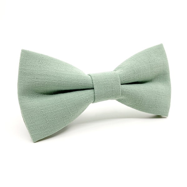 Dusty sage green bow tie, Groom bow tie, Linen bow tie, Wedding bow tie, Ring bearer outfit, Groomsmen bow tie, Bow ties for men