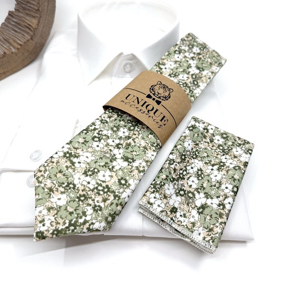 Dusty Pale Green Floral Necktie, Floral Men Necktie, Wedding Floral Ties, Groomsmen Floral Necktie, Groom Gift Tie, Weddings Tie