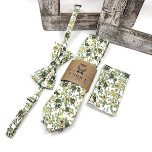 Olive Green Floral Tie, Floral Men Necktie, Wedding Floral Ties, Groomsmen Floral Necktie, Groom Gift Tie, Weddings Tie