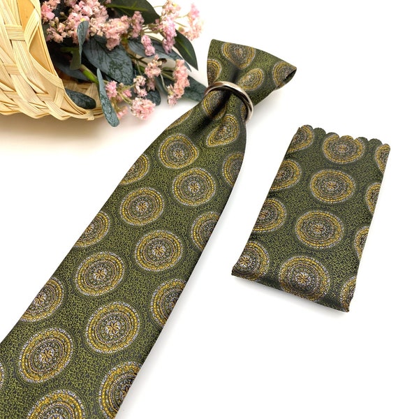 Green necktie, Yellow neckties, Wedding tie, With matching, Groom necktie, Mens necktie, Pocket square Set