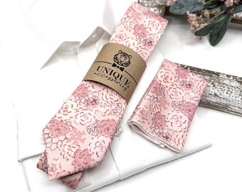 Dusty Rose Necktie, Blush Pink Floral Men Necktie, Wedding Floral Ties, Groomsmen Floral Necktie, Groom Gift Tie, Weddings Tie