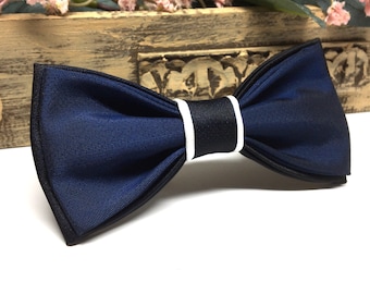 Navy and Black bow tie, Black & white bow tie, Wedding Gift, Groom bow tie, Wedding bow tie, Groomsmen bow tie, Bow ties for men