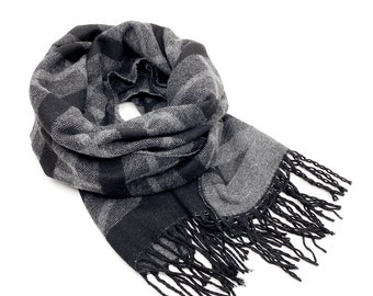 Black and Gray scarves, Striped scarf, Gray winter scarf, Mens wool scarf, Birthday gift for him gift, For men gift, For boyfriend gift