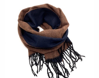 Navy blue scarves, Burnt scarf, Burnt orange winter scarf, Mens wool scarf, Birthday gift for him gift, For men gift, For boyfriend gift