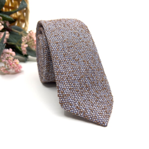 Brown and blue necktie, Groom neckties, Wedding tie, Men's necktie, Tweed tie