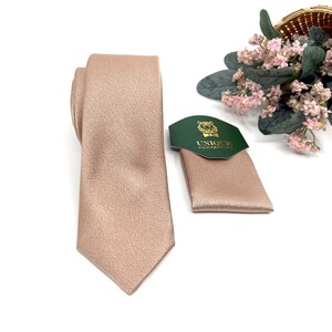 Rose gold necktie, Gold rose necktie, Wedding Groom Neckties, Groomsmen Necktie, Same Matching Pocket Square, Groomsmen tie, Groomsmen Gift