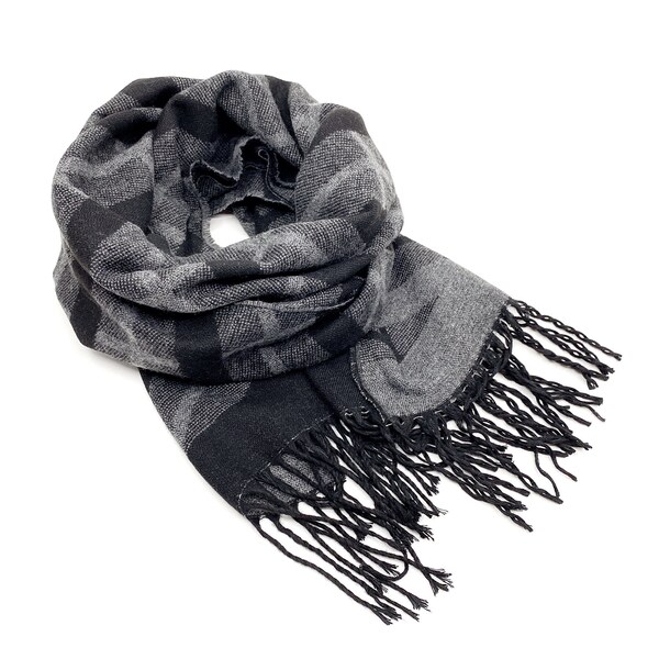 Black Grey Scarf Etsy