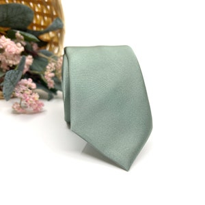 Dusty sage green necktie, Wedding Groom Neckties, Groomsmen Necktie, Same Matching Pocket Square, Groomsmen tie, Groomsmen Gift