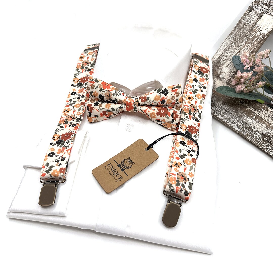 PU Brown Suspenders Orange Detachable V-Waistband Suede Lace Steampunk with Pants
