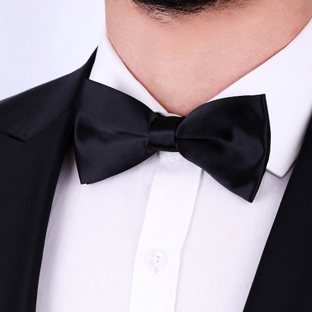Black Bow Tie, Silk Bow Tie, Groom Bow Tie, Wedding Bow Tie, Bow Tie