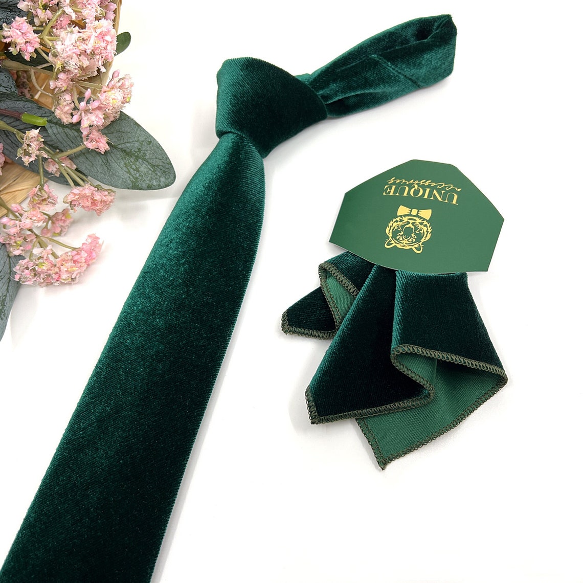 Velvet Necktie Emerald Green Velvet Necktie Mens Neckties Etsy
