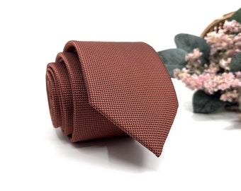 Copper necktie, Copper rust tie, Wedding tie, Groom necktie, Mens necktie, Same Matching Pocket Square