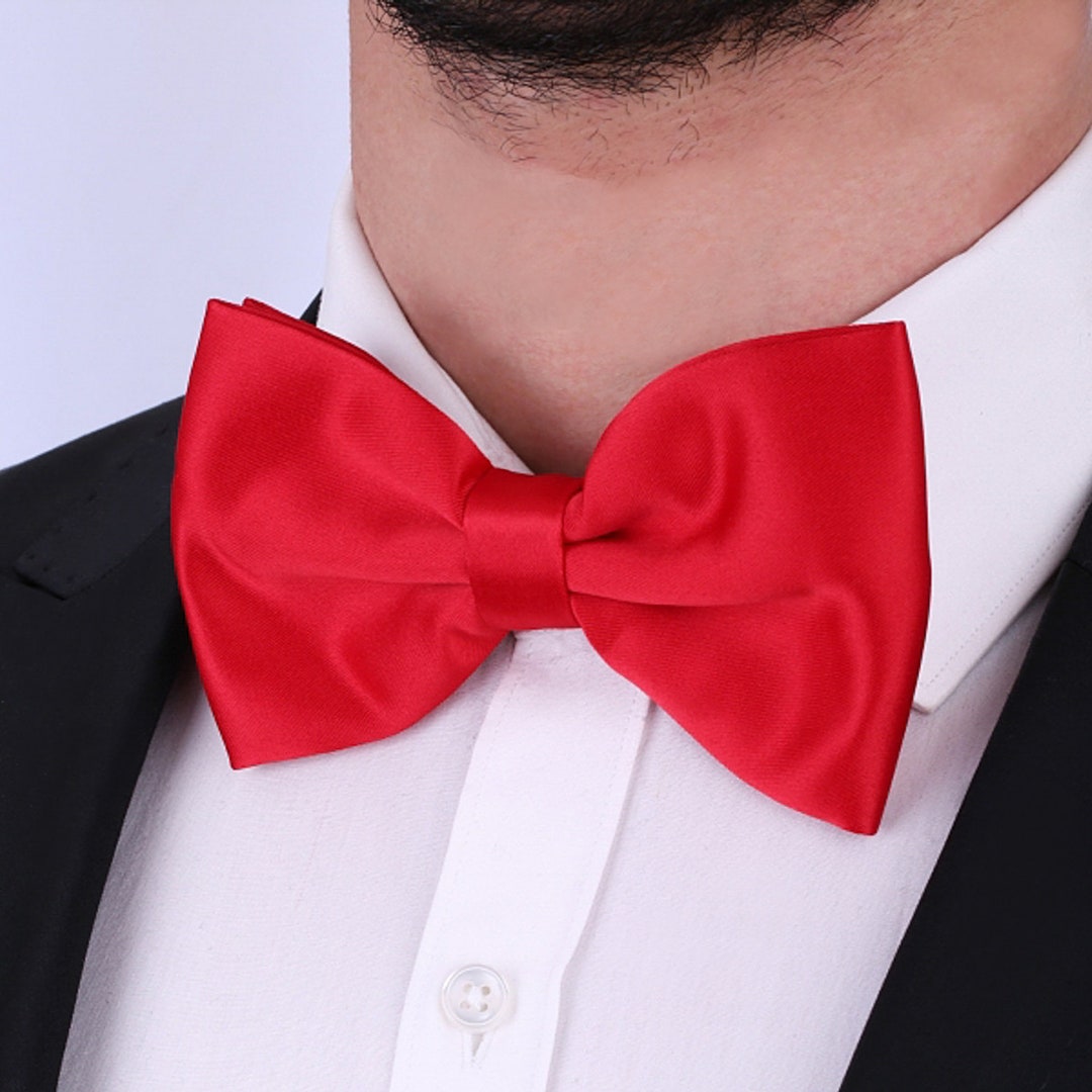 Red Bow Tie, Oversized Bowtie, Groom Bow Tie, Men Bows, Wedding Bow Tie