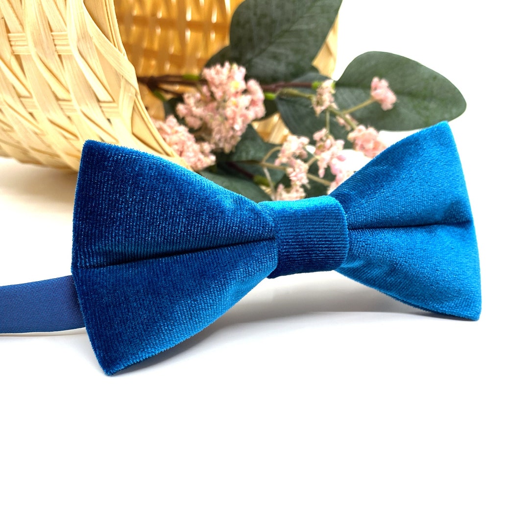 Royal Blue Velvet Bow Tie Blue Velvet Bow Ties Groom Bow Etsy