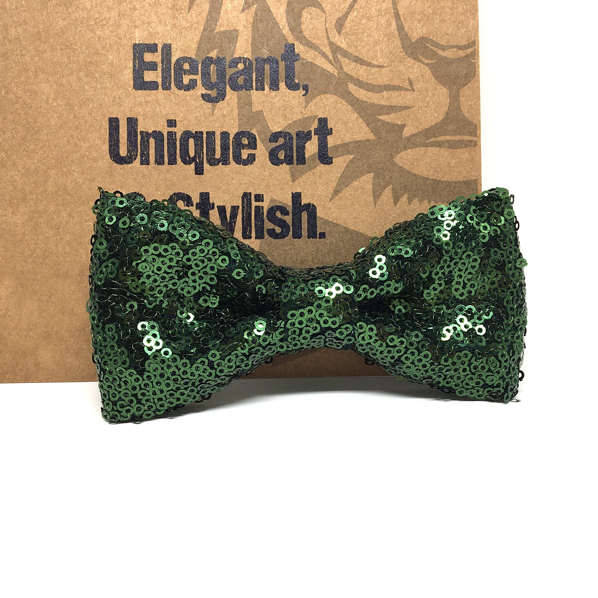 Stunning Holiday Green Sequin Bow Tie - Green Bowtie With Green Sequin Texture - Adjustable Strap - Bachelor's Party - Bridal - Unisex