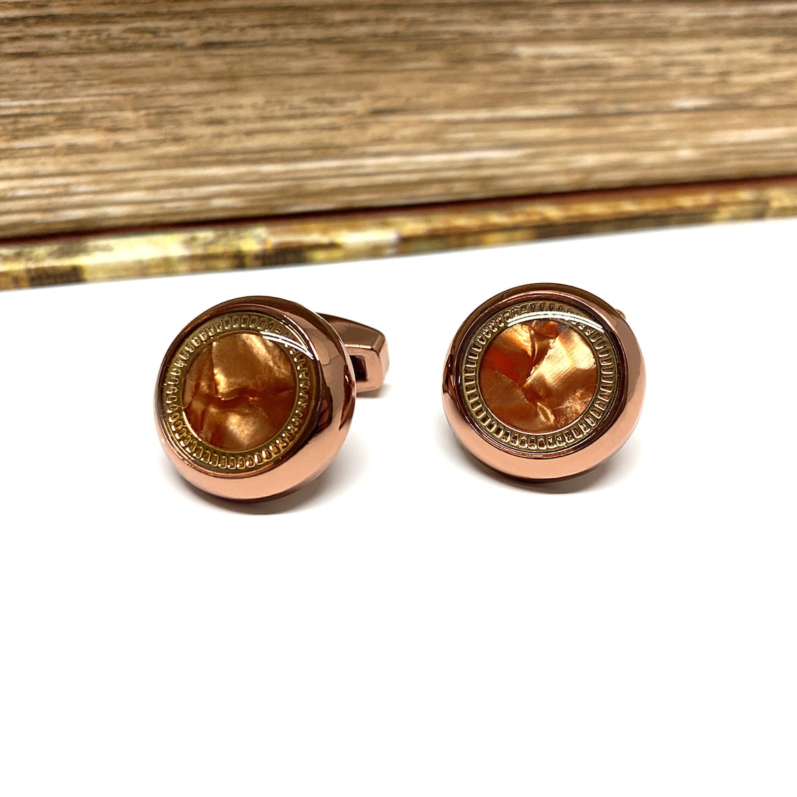 Rose Gold Cufflinks Wedding Cufflinks Groom Cufflink Mens Etsy UK