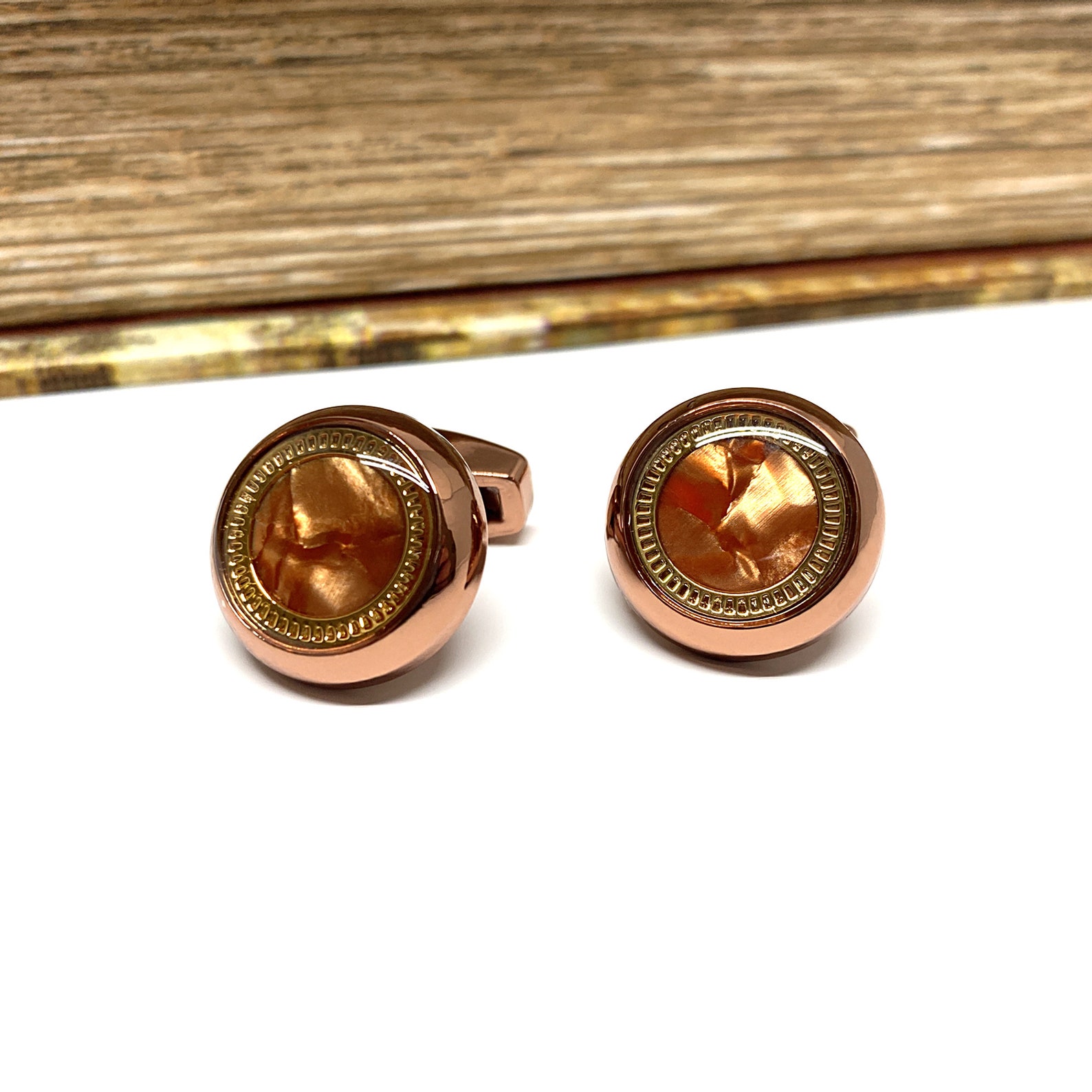 Rose Gold Cufflinks Wedding Cufflinks Groom Cufflink Mens Etsy UK