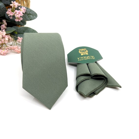 Olive Green Necktie Green Mens Tie Neck Tie Groomsmen Etsy