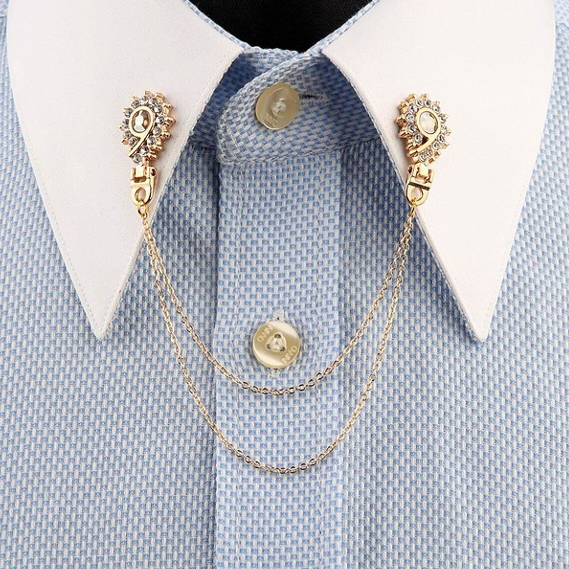 Chain Brooch White Natural Stone Collar Pin Shirt Collar | Etsy