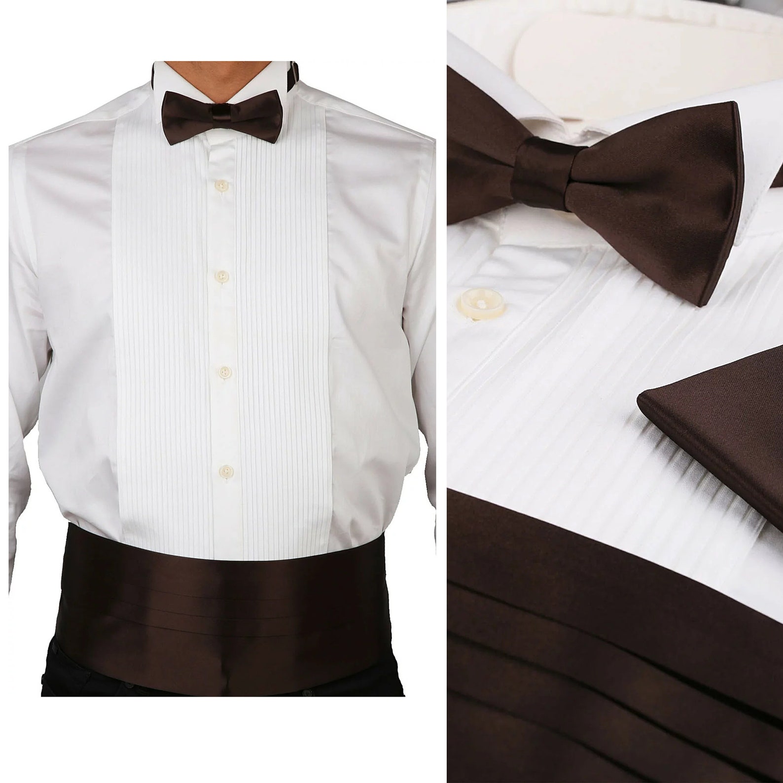 Mens Brown Silk Cummerbund Set Adjustable Belt and Tie With Etsy