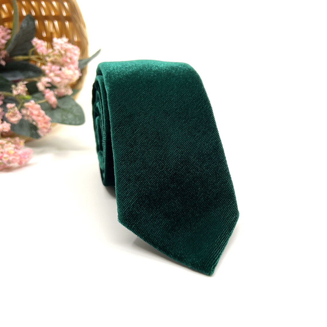 Velvet Necktie Emerald Green Velvet Necktie Mens Neckties Etsy