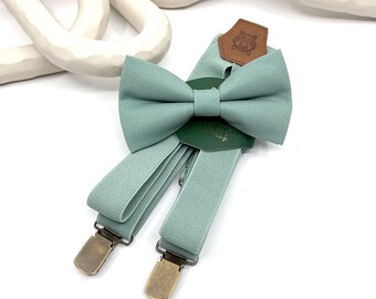 Dusty Pale Green suspenders, Pale Green Bow tie, Bow tie, Wedding, Bow tie, Ring bearer outfit, Bow ties, Bow ties for Men, Groomsmen