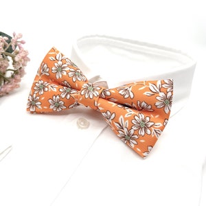 Orange Floral Bow Tie: Wedding Groomsmen Gift