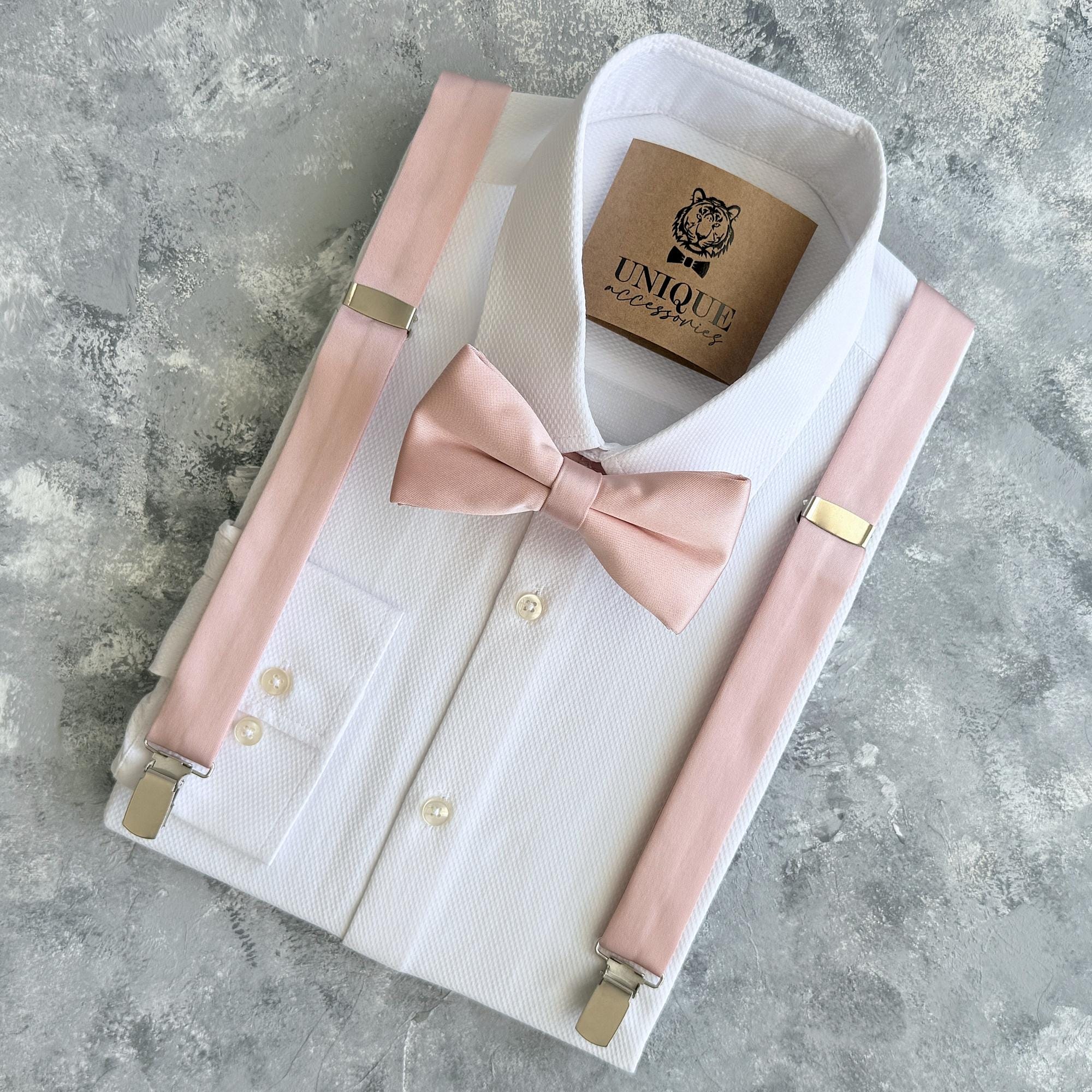 Blush Pink Suspenders & Bow Tie Set - Wedding Groomsmen Outfit - Etsy
