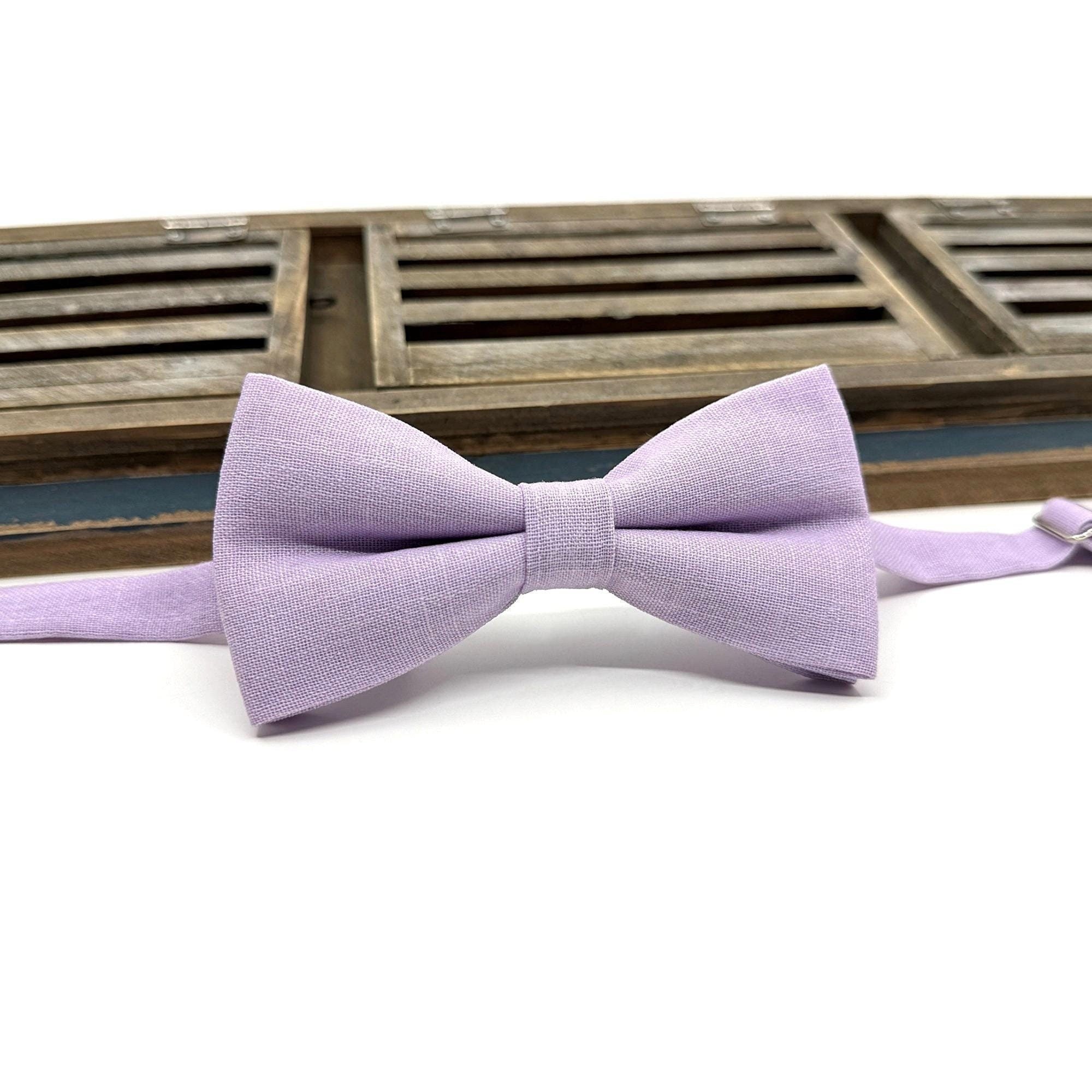 Lavender Linen Bowtie: Adjustable Wedding Groomsmen Bowtie