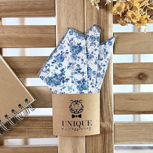 Dusty Blue Floral Necktie: Wedding Groomsmen Tie P.Square ONLY