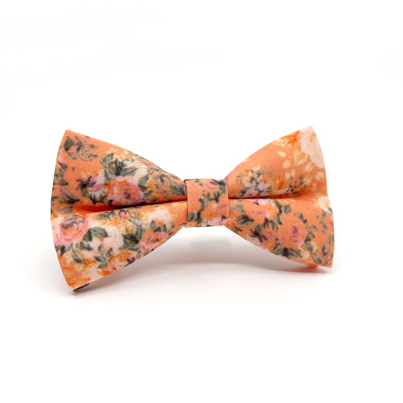 Floral Bow tie, Orange Bow tie, Christmas Gift, Same matching, Mens Bowtie, Pocket square set image 5