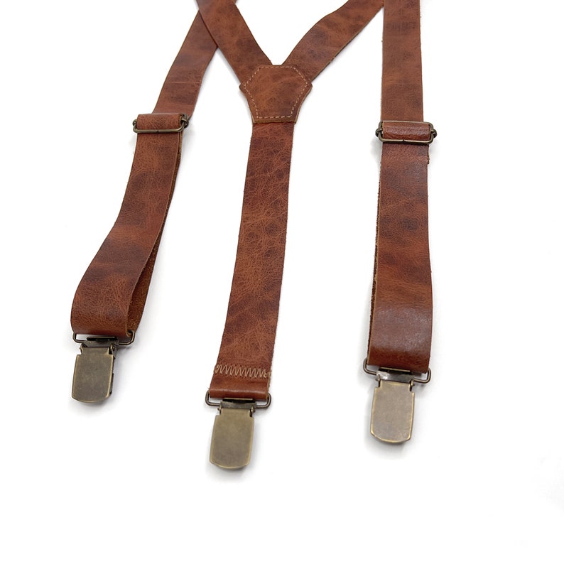 Groomsmen Gift Groomsmen Suspenders for Best Man Gift Grooms Suspenders Wedding Suspenders Genuine Leather, Leather Bow tie image 8