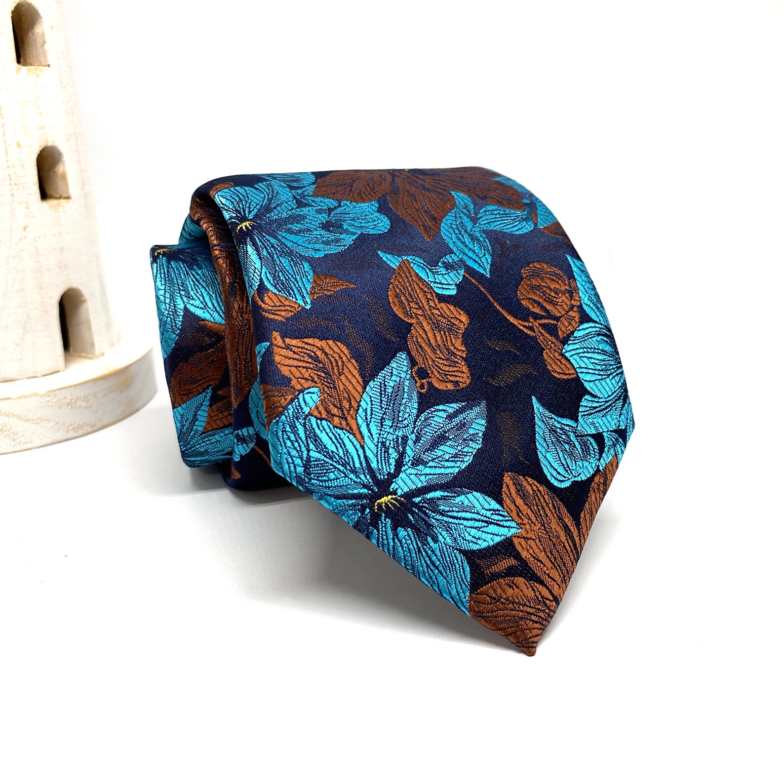 Cravatta Floreale Gradient Con Fazzoletto - Set Elegante Uomo - Foto 6