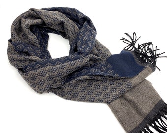 Gray scarves, Navy blue men scarf, Men winter scarf, Mens wool scarf, Birthday gift for him gift, For men gift, For boyfriend gift