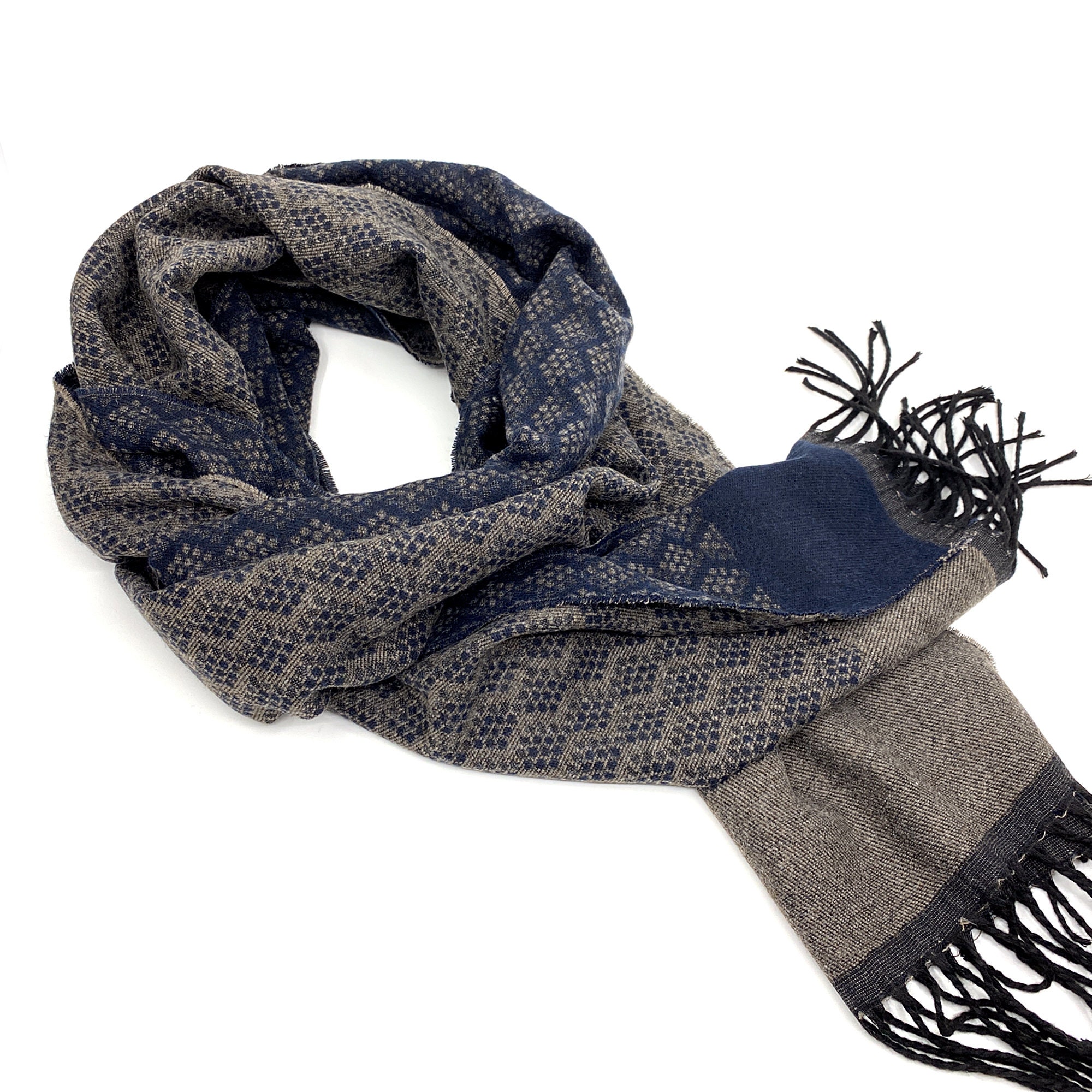 Gray Scarves Navy Blue Men Scarf Men Winter Scarf Mens Wool Etsy
