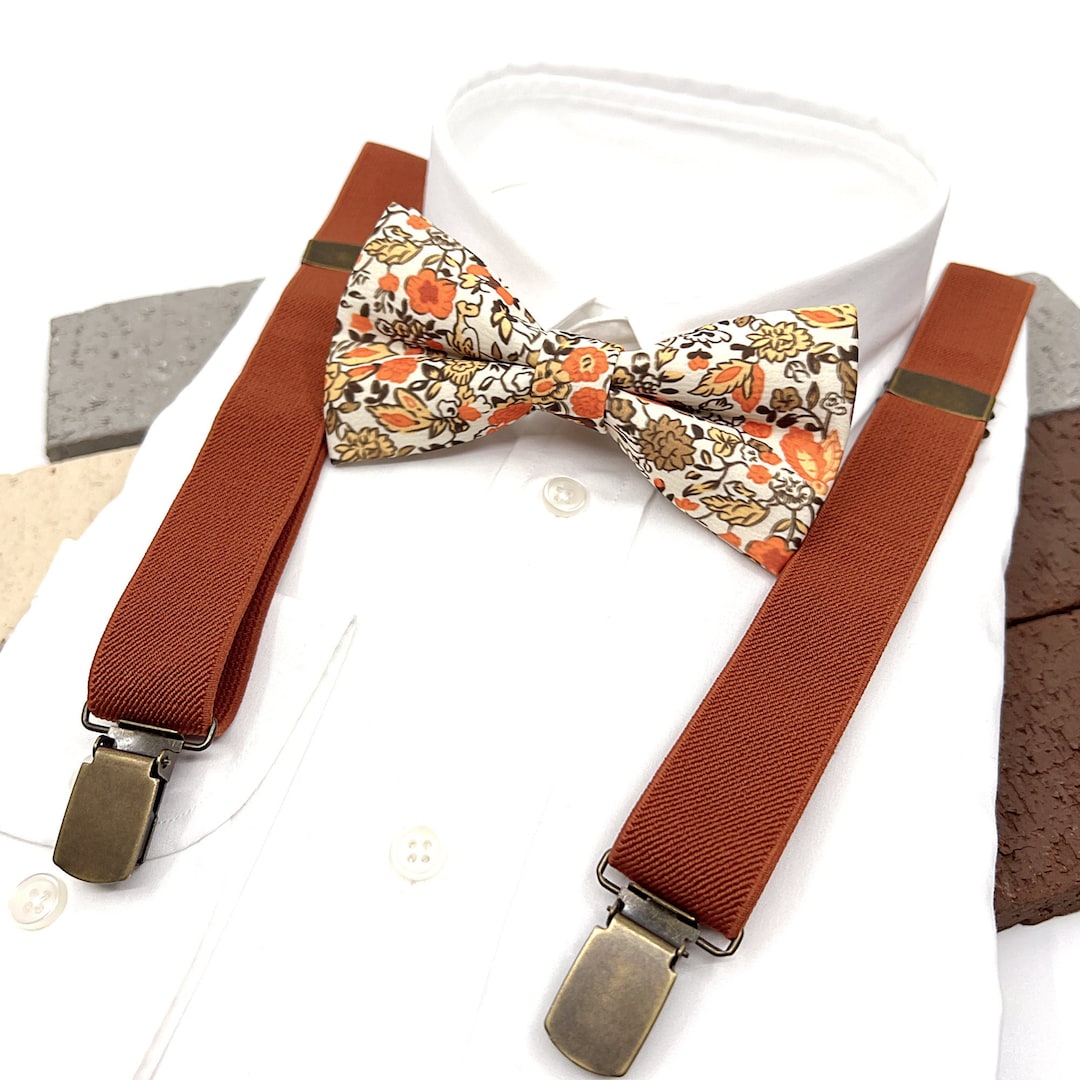 Burnt Orange Suspenders Wedding Groom Suspender Orange Etsy