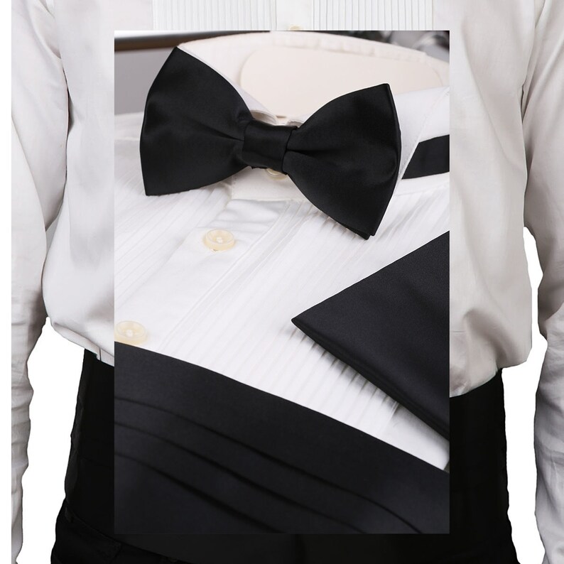Mens Black Silk Cummerbund Set Adjustable Belt and Tie With Etsy