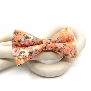 Floral Bow tie, Orange Bow tie, Christmas Gift, Same matching, Mens Bowtie, Pocket square set Style #1
