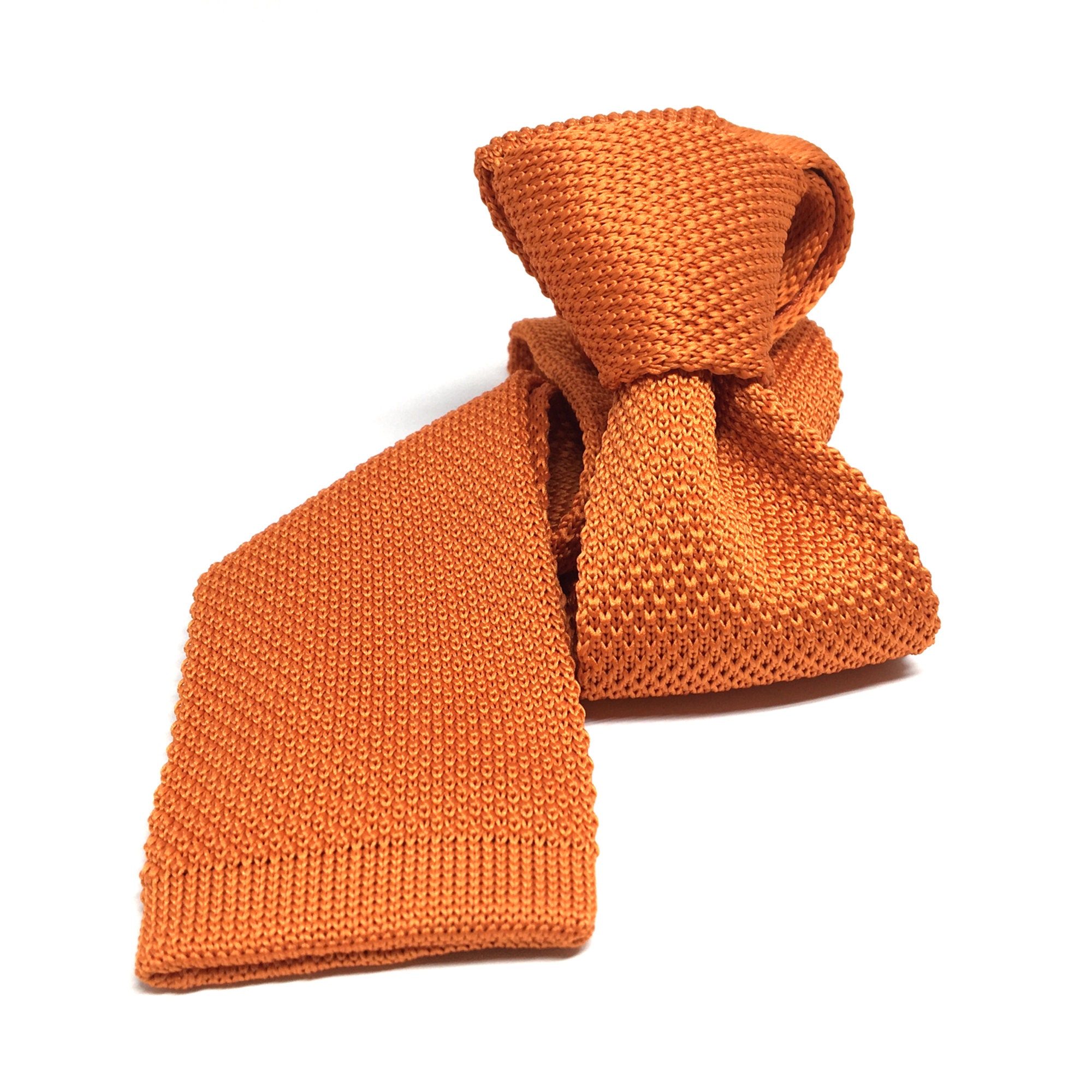 Knit mens neckties Mens neck ties Wedding tie Orange knit Etsy